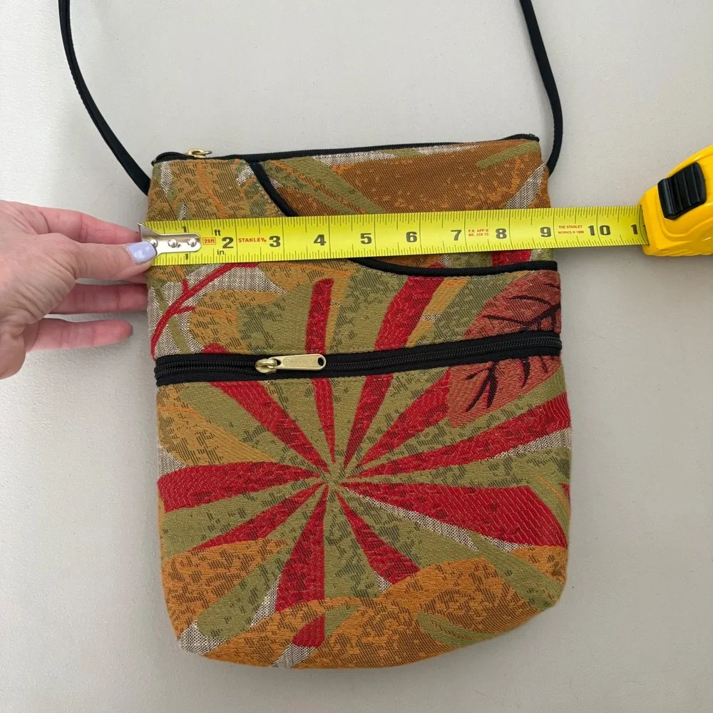 Danny K Beverly Hills Tropical Tapestry Crossbody Bag Made in USA Red Green Gold